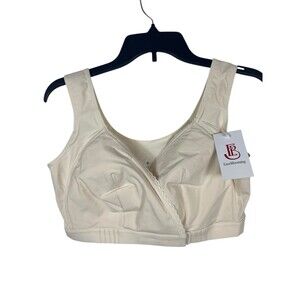 EaseBlooming Bra 2XL Wire Free Front Closure Soft Support Beige For Seniors NWT